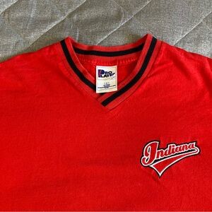 Vintage Indiana Hoosiers T Shirt Mens Large Pro Player V Neck 100% Cotton Script